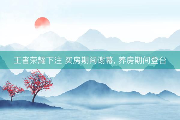 王者荣耀下注 买房期间谢幕， 养房期间登台