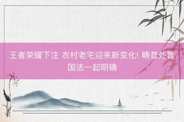 王者荣耀下注 农村老宅迎来新变化! 畴昔处置国法一起明确