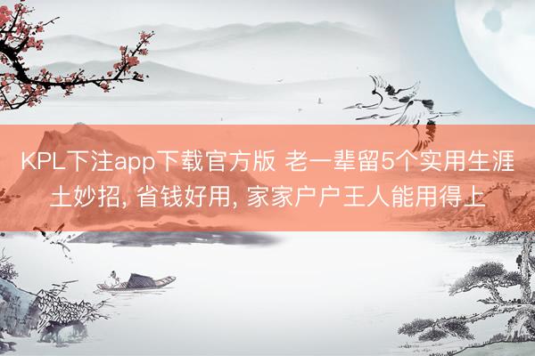 KPL下注app下载官方版 老一辈留5个实用生涯土妙招, 省钱好用, 家家户户王人能用得上