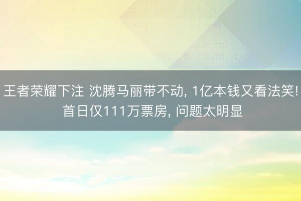 王者荣耀下注 沈腾马丽带不动, 1亿本钱又看法笑! 首日仅111万票房, 问题太明显