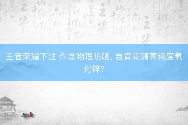 王者荣耀下注 作念物理防晒， 岂肯阑珊高纯度氧化锌?
