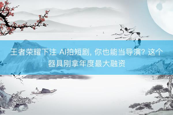 王者荣耀下注 AI拍短剧， 你也能当导演? 这个器具刚拿年度最大融资